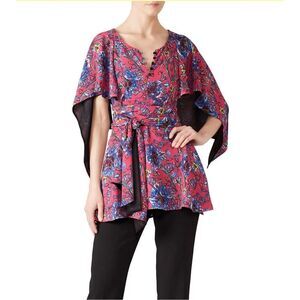 Prabal Gurung Cape Top Vibrant Pink with Floral Pattern Size 0